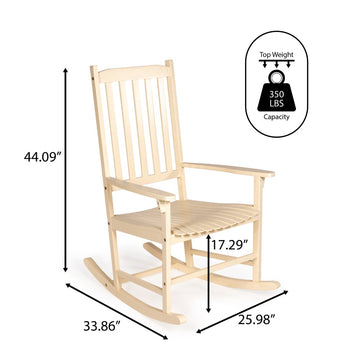 Seagrove Farmhouse Classic Slat-Back 350-LBS Support Acacia Wood Outdoor Rocking Chair - JONATHAN Y